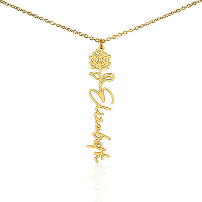 Birth Flower Name Necklace