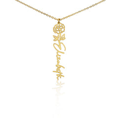 Birth Flower Name Necklace