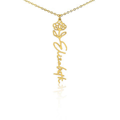 Birth Flower Name Necklace